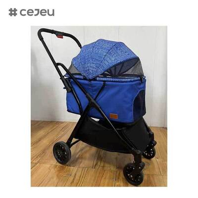 CJ-CS-105-2 Wholesale Foldable Lightweight 4-Wheel Pet Stroller Adjustable Waterproof Eco-Friendly Antibacterial Coating for
