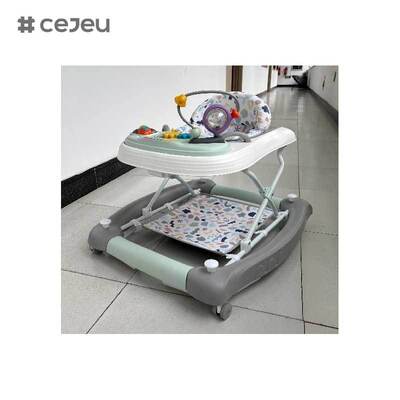 CJ-BST-9308 (WALKER + ROCKER + PUSH),Walker & Rocker 2-in-1: Muziek Glow Ride met 3-niveaus Lift & Safe-Grip Base