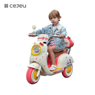 CJ-BBF-318 Elektrische motorfietsen, koffie Roze Wit.6V4*1/380*1/Een klikstart/Muziek/Verhaal Vroeg Kindertijd/LED