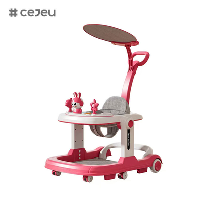 QRBB-869A,baby walker, 2 in 1 3 Hoogtejuster Wiel*6 Rem/Muziek/Speelgoed Veiligheidsstrook tegen vallen Zitkussen: linnen Stil
