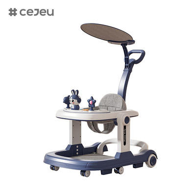 QRBB-869A,baby walker, 2 in 1 3 Hoogtejuster Wiel*6 Rem/Muziek/Speelgoed Veiligheidsstrook tegen vallen Zitkussen: linnen Stil