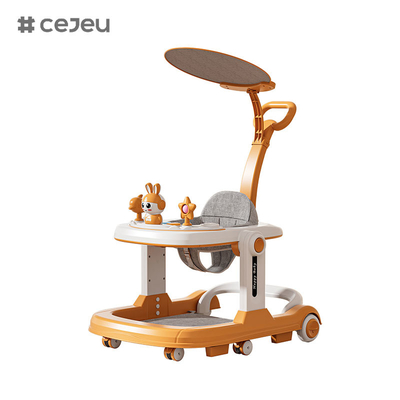 QRBB-869A,baby walker, 2 in 1 3 Hoogtejuster Wiel*6 Rem/Muziek/Speelgoed Veiligheidsstrook tegen vallen Zitkussen: linnen Stil