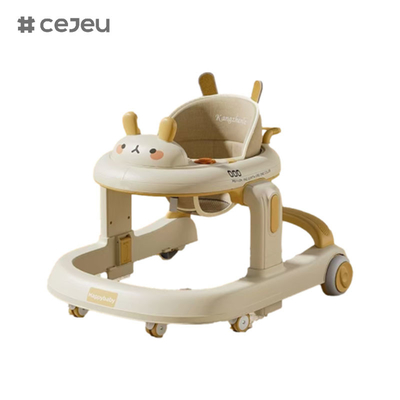 CJ-928, babywalker, Orange Grey Coffee, Muziek/Lichten 6 Hoogte regelaar, product Grootte:58*59*73cm, Een klik vouwbaar