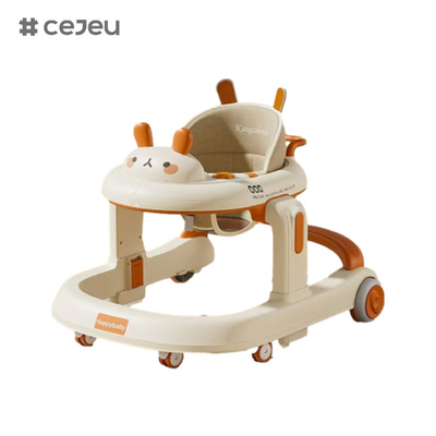 CJ-928, babywalker, Orange Grey Coffee, Muziek/Lichten 6 Hoogte regelaar, product Grootte:58*59*73cm, Een klik vouwbaar