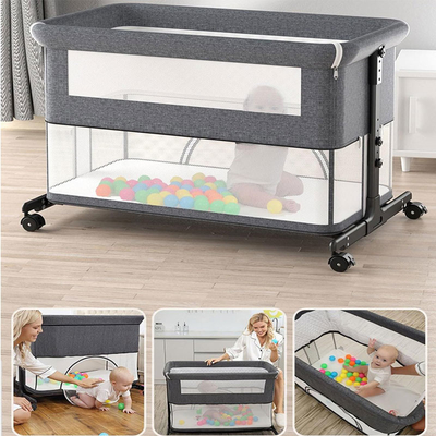 Babybed 3 in 1, vouwbaar babybed met muggenvet, matras inbegrepen, hoogteverstelbaar kinderbedje voor pasgeboren baby's