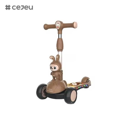 CJ-HLW-209, Labubu Opvouwbare Kinderstep voor Kinderen van 3-12 Jaar, Verbredende Peuterstep met Flitswielen, Nieuwe Cartoon Labubu Stijl Kinderstep van de Fabrikant met Lichten, Uitschuifbaar en Opvouwbaar Plastic