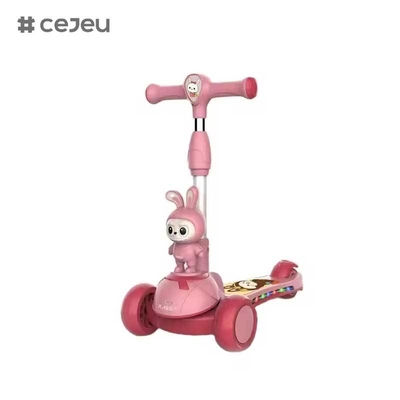 CJ-HLW-209, Labubu Opvouwbare Kinderstep voor Kinderen van 3-12 Jaar, Verbredende Peuterstep met Flitswielen, Nieuwe Cartoon Labubu Stijl Kinderstep van de Fabrikant met Lichten, Uitschuifbaar en Opvouwbaar Plastic