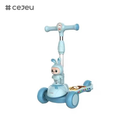 CJ-HLW-209, Labubu Opvouwbare Kinderstep voor Kinderen van 3-12 Jaar, Verbredende Peuterstep met Flitswielen, Nieuwe Cartoon Labubu Stijl Kinderstep van de Fabrikant met Lichten, Uitschuifbaar en Opvouwbaar Plastic