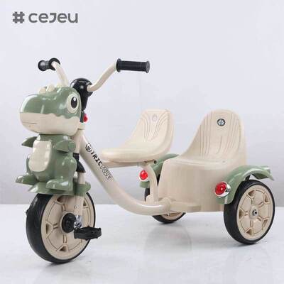 CJ-BDW-803-S Children's Double Tricycle For 2 To 4 Years Indoor Outdoor Use With Foam Wheels And Dual Seats
