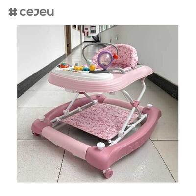 CJ-BST-9308 (WALKER + ROCKER + PUSH),Walker & Rocker 2-in-1: Muziek Glow Ride met 3-niveaus Lift & Safe-Grip Base